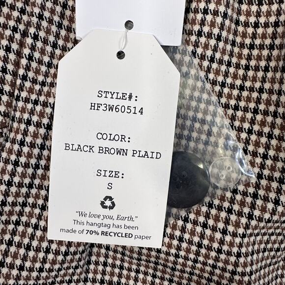 Hippie Rose Trouser Pants Brown Black Plaid Womens S High-Rise Wide Leg Pleated - Picture 5 of 13